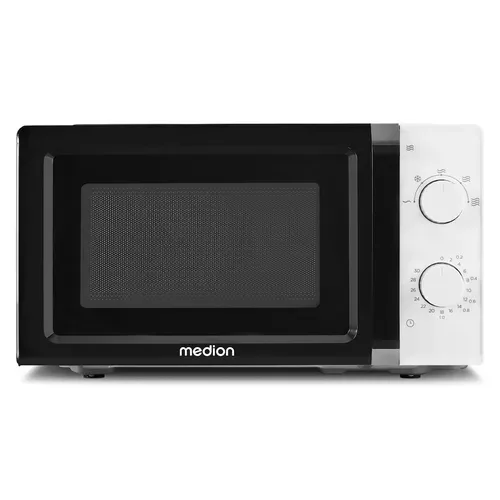 MEDION LIFE Mikrowelle MD 11475 weiß, 700 W Leistung, 20 L kompakt, 5 Mikrowellenstufen, Auftaufunktion, Timerfunktion