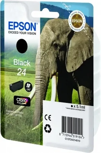 Epson E24bk Druckerpatronen bk - Epson No. 24 bk, C13T24214010 für z.B. Epson Expression Photo XP -55, Epson Expression Photo XP -750