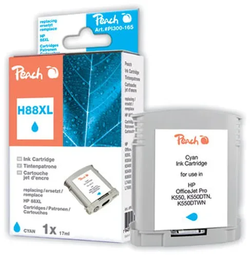 Peach HP 88 XLc Druckerpatrone XL cy ersetzt HP No. 88XL c, C9391AE für z.B. HP OfficeJet Pro K 5300, HP OfficeJet Pro K 5400, HP OfficeJet Pro K 5400 N