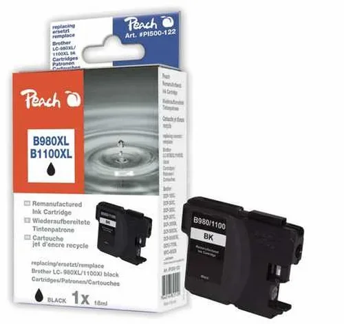 Peach B980 BK Druckerpatrone XL bk ersetzt Brother LC-980BK, LC-1100BK für z.B. Brother DCP -145 C, Brother DCP -160, Brother DCP -163 C