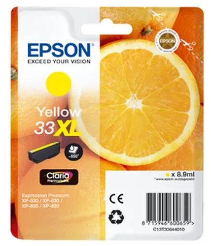 Epson E33 Druckerpatronen XL ye - Epson T3364, No. 33XL y, C13T33644010 für z.B. Epson Expression Premium XP -530, Epson Expression Premium XP -630