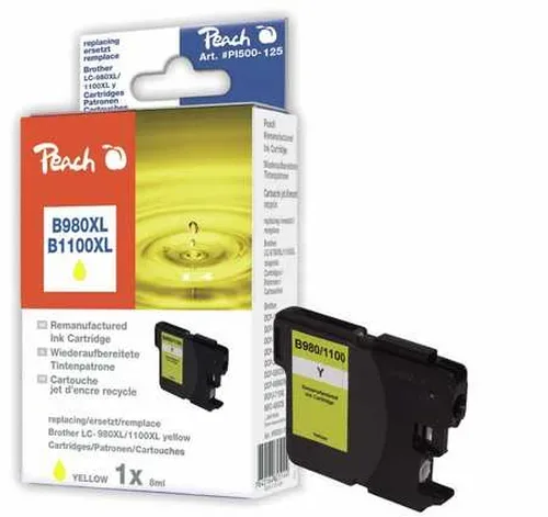 Peach B980 Y Druckerpatrone XL ye ersetzt Brother LC-980Y, LC-1100Y für z.B. Brother DCP -145 C, Brother DCP -160, Brother DCP -163 C