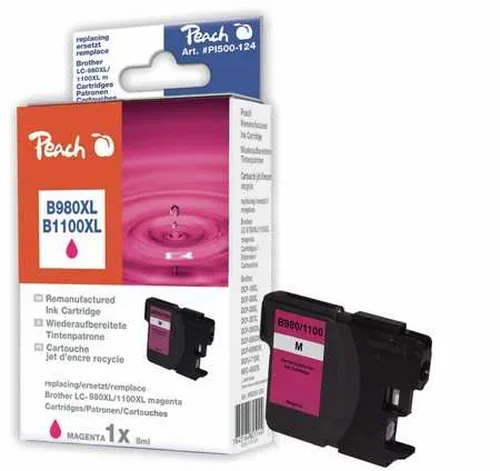 Peach B980 M Druckerpatrone XL ma ersetzt Brother LC-980M, LC-1100M für z.B. Brother DCP -145 C, Brother DCP -160, Brother DCP -163 C
