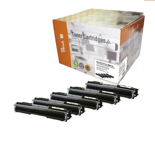 Peach HP 126 A 5 Toner (2*bk, c/m/y) ersetzt HP No. 126A, CE310A*2, CE311A, CE312A, CE313A für z.B. HP TopShot LaserJet Pro M 275 nw