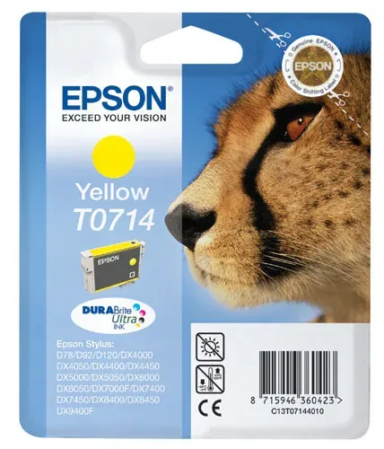 Epson E714y Druckerpatronen XL ye - Epson T0714 y, C13T07144010 für z.B. Epson Stylus DX 7400, Epson Stylus SX 210, Epson Stylus D 120