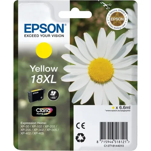 Epson E18XLy Druckerpatronen XL ye - Epson No. 18XL y, C13T18144010 für z.B. Epson Expression Home XP -100, Epson Expression Home XP -102