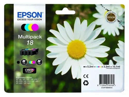 Epson E18 Druckerpatronen bk - Epson No. 18, C13T18064010 für z.B. Epson Expression Home XP -100, Epson Expression Home XP -102