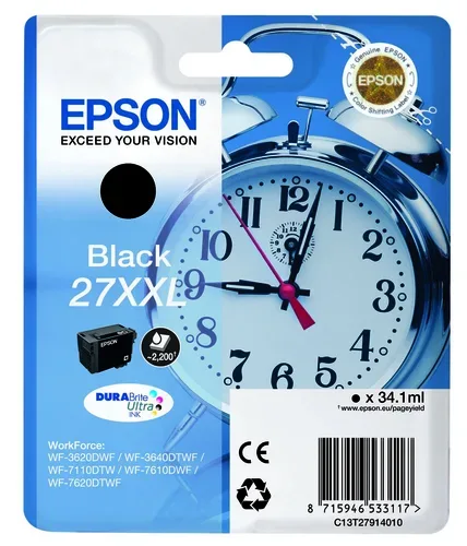 Epson E27 Druckerpatronen XL bk - Epson T2791, No. 27XXL bk, C13T27914010 für z.B. Epson WorkForce WF -3600, Epson WorkForce WF -3620 DWF