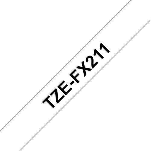Schriftband Flexibel Brother TZe-FX TZe-FX211 Bandfarbe: Weiß Schriftfarbe:Schwarz 6 mm 8 m