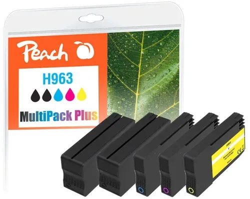 Peach HP 963 5 Druckerpatronen (2*bk, c/m/y) ersetzt HP No. 963, 6ZC70AE für z.B. HP OfficeJet Pro 9010, HP OfficeJet Pro 9012, HP OfficeJet Pro 9013