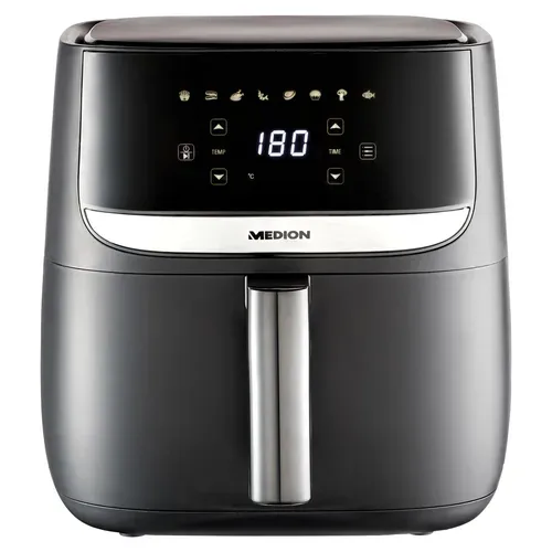 MEDION LIFE E50 XL Heißluftfritteuse MD 10532, ölfreies Frittieren, digitales Bedienfeld, Automatikprogramme, 5,7 L Korbvolumen