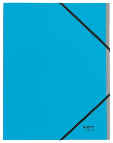Leitz® Sammelmappe Recycle, A4, 6 Fächer mit Blanko-Taben, Inhaltsverzeichnis, Gummibandverschluss, 100 % recycelbar, Karton, blau