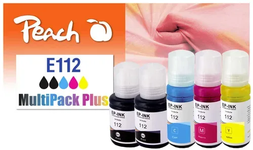 Peach E112 Spar Pack Plus Druckerpatronen (2*bk, c/m/y) ersetzt Epson No. 112 für z.B. Epson EcoTank L 11160, Epson EcoTank L 15150