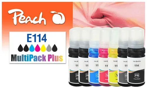Peach E114 7 Druckerpatronen (2*bk, bkph/c/m/y/gy) ersetzt Epson No. 114 für z.B. Epson EcoTank ET -8500, Epson EcoTank ET -8550