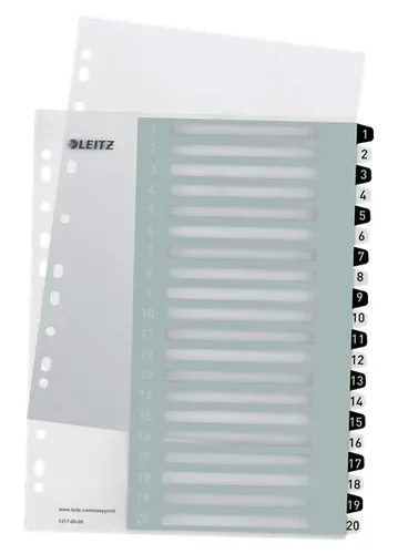 LEITZ Register WOW PP A4 1217-00-00 schwarz/weiss 20-teilig
