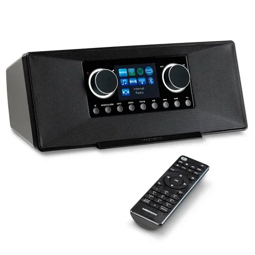 MEDION LIFE P85333 Stereo Internetradio schwarz, 7,1 cm (2,8'') TFT-Farbdisplay, über 25.000 Internet-Radiosender & viele Podcasts empfangen, DAB+/UKW Radio, Wecker, WLAN, Bluetooth®, Amazon Music, Spotify®-Connect, 2 x 6 W RMS