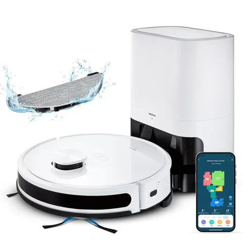 MEDION Saugroboter mit Absaugstation X20 SW+, Wischfunktion, Lasernavigation, 3.000 Pa Saugkraft, No Go & Go Bereiche, präzise Kartenerstellung, mehrere Etagen, App-Steuerung