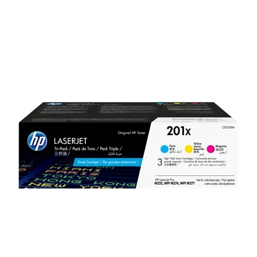 HP Toner Tri-Pack 201X CMY CF253XM CLJ Pro M252/MFP277 2300 S.