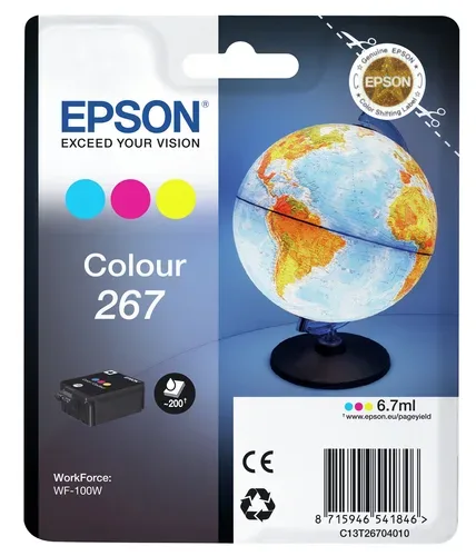 Epson E267C Druckerpatronen col - Epson No. 267C, C13T26704010 für z.B. Epson WorkForce WF -100 W, Epson WorkForce WF -110 W