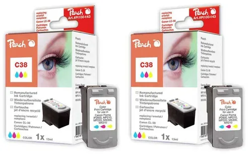Peach C38 C 2 Druckköpfe 2*col ersetzt Canon CL-38C*2, 2146B001 für z.B. Canon Pixma IP 1800, Canon Pixma IP 1900, Canon Pixma IP 2500