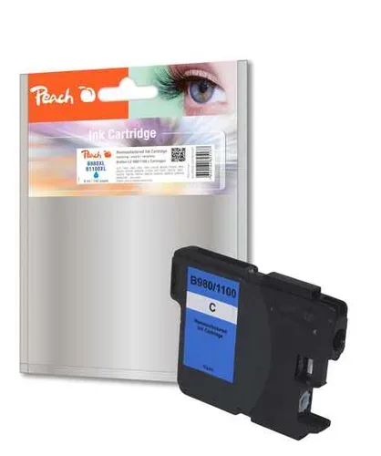 Peach B980 C Druckerpatrone XL cy ersetzt Brother LC-980C, LC-1100C für z.B. Brother DCP -145 C, Brother DCP -160, Brother DCP -163 C
