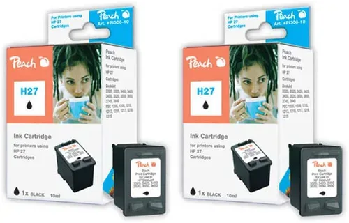 Peach HP 27 2 Druckköpfe 2*bk ersetzt HP No. 27*2, C8727AE*2 für z.B. HP DeskJet 3300, HP DeskJet 3320, HP DeskJet 3320 V, HP DeskJet 3322