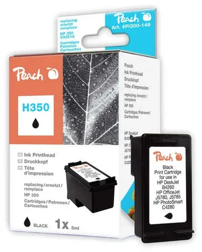 Peach HP 350 Druckkopf bk ersetzt HP No. 350, CB335EE für z.B. HP DeskJet D 4200, HP DeskJet D 4260, HP DeskJet D 4300, HP DeskJet D 4360