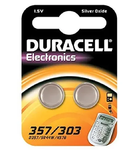 DURACELL Silberoxid-Knopfzellen 357 / 303 / SR44 / 1,5V (2 Stk)
