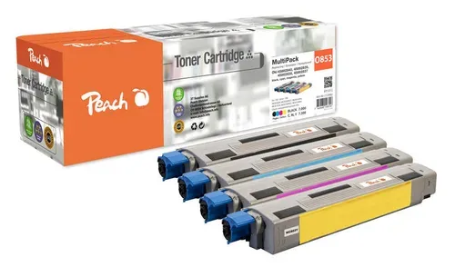 Peach O4586 4 Toner (bk, c/m/y) ersetzt OKI 45862840, 45862839, 45862838, 45862837 für z.B. OKI MC 853 dn, OKI MC 853 dnct, OKI MC 853 dnv