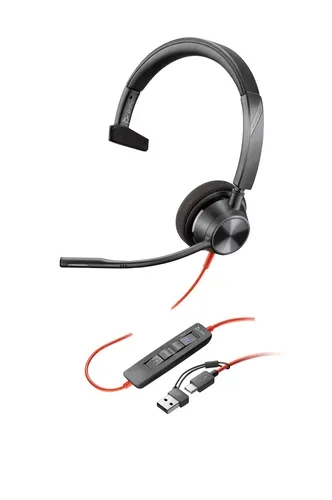 HP Poly Blackwire C3310-M On Ear Headset kabelgebunden Mono Schwarz Mikrofon-Rauschunterdrückung, Noise Cancelling