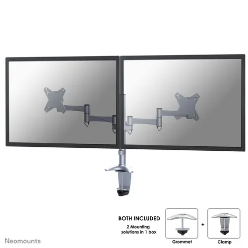 Neomounts Monitor-Tischhalterung FPMA-D1330DSILVER 2 Display(s) 25,4 cm (10) - 68,6 cm (27) Silber Höhenverstellbar,
