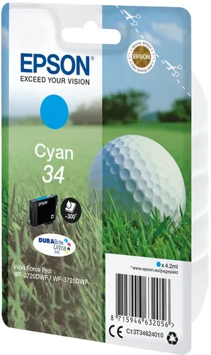 Epson E34 Druckerpatronen cy - Epson T3462, No. 34 c, C13T34624010 für z.B. Epson WorkForce Pro WF -3700, Epson WorkForce Pro WF -3720 DW