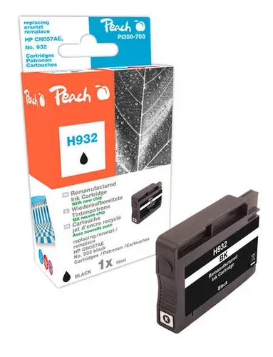 Peach HP 932 bk Druckerpatrone bk ersetzt HP No. 932 bk, CN057A für z.B. HP OfficeJet 6700 Premium, HP OfficeJet 6100 e-Printer, HP OfficeJet 7110