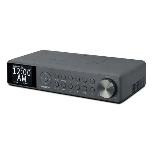 MEDION LIFE P66750 DAB+ Premium Küchenradio grau, 6,1 cm (2,4'') TFT-Farbdisplay, DAB+/PLL-UKW Radio, Bluetooth® 5.0, LED-Beleuchtung, 2 x 3 W RMS