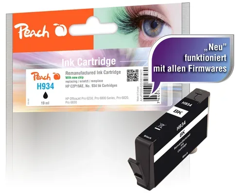 Peach HP 934 bk Druckerpatrone bk ersetzt HP No. 934 bk, C2P19A für z.B. HP OfficeJet Pro 6230, HP OfficeJet Pro 6830, HP OfficeJet 6815