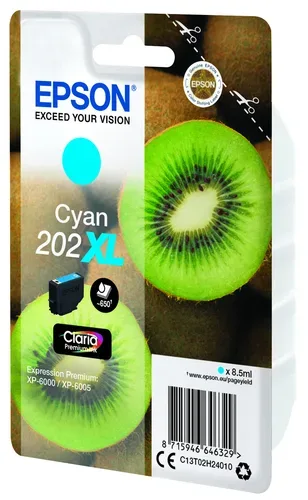Epson E2H2 Druckerpatronen XL cy - Epson T02H2, No. 202XL c, C13T02H24010 für z.B. Epson Expression Premium XP -6000