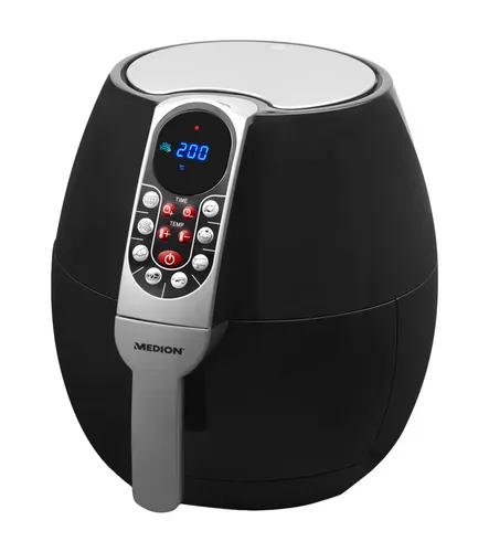 MEDION LIFE E10 S Heißluftfritteuse MD 17320, ölfreies Frittieren, digitales Bedienfeld, 8 Automatikprogramme, 2,8 L Korbvolumen