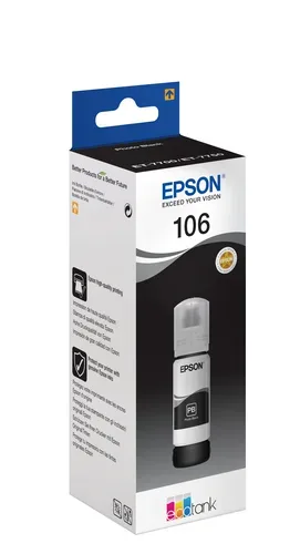 Epson E106bk Druckerpatronen schwarz - Epson No. 106 bk, C13T00R140 für z.B. Epson EcoTank ET -7700, Epson EcoTank ET -7750, Epson EcoTank L 7160