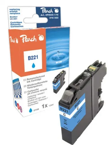 Peach B221 C Druckerpatrone cy ersetzt Brother LC-221C für z.B. Brother DCPJ 562 DW, Brother MFCJ 880 DW, Brother MFCJ 480 DW, Brother MFCJ 1100