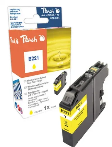 Peach B221 Y Druckerpatrone ye ersetzt Brother LC-221Y für z.B. Brother DCPJ 562 DW, Brother MFCJ 880 DW, Brother MFCJ 480 DW, Brother MFCJ 1100