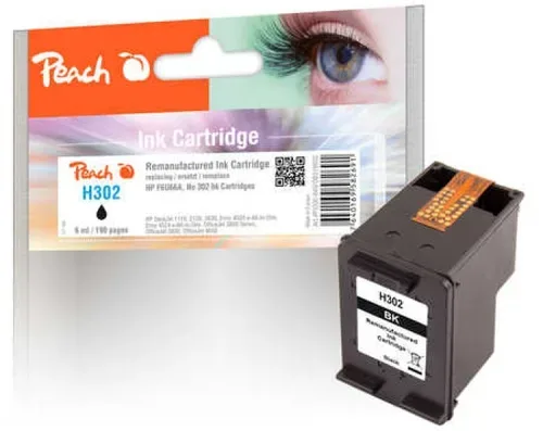Peach HP 302 bk Druckkopf bk ersetzt HP No. 302 bk, F6U66AE für z.B. HP Envy 4524 e-All-in-One, HP OfficeJet 5232, HP Envy 4528 e-All-in-One