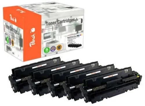 Peach HP 410 X 5 Toner XL (2*bk, c/m/y) ersetzt HP No. 410X, CF410X*2, CF411X, CF412X, CF413X für z.B. HP Color LaserJet Pro MFP M 477 fnw