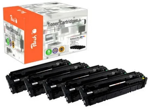 Peach HP 201 X 5 Toner XL (2*bk, c/m/y) ersetzt HP No. 201X, CF400X*2, CF401X, CF402X, CF403X für z.B. HP Color LaserJet Pro MFP M 277 dw