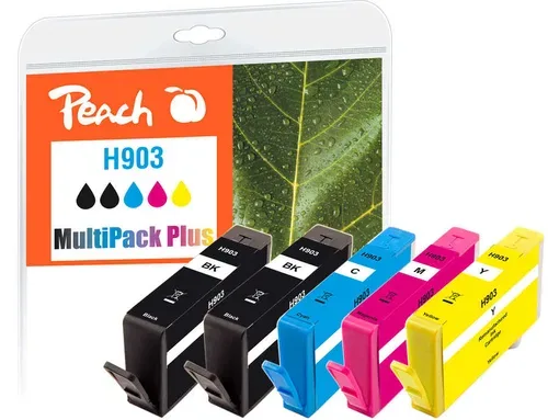 Peach HP 903 5 Druckerpatronen (2*bk, c/m/y) ersetzt HP No. 903, T6L99AE*2, T6L87AE, T6L91AE, T6L95AE für z.B. HP OfficeJet Pro 6970, HP OfficeJet 6950