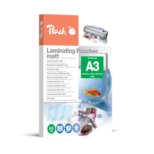 Peach 100 x A3 Laminierfolien, 80 mic, matt