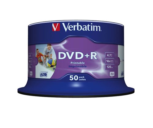 Verbatim 43512 DVD+R Rohling 4.7 GB 50 St. Spindel Bedruckbar