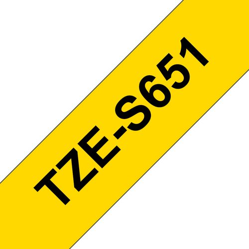Schriftband Extra stark klebend Brother TZe TZe-S651 Bandfarbe: Gelb Schriftfarbe:Schwarz 24 mm 8 m