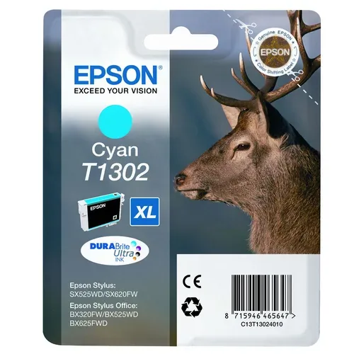 Epson E130 Druckerpatronen XL cy - Epson T1302 c, C13T13024010 für z.B. Epson Stylus SX 525 WD, Epson Stylus Office B 42 WD, Epson Stylus SX 535 WD