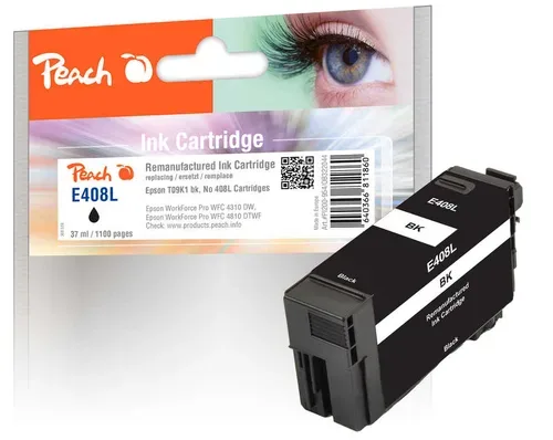Peach E408 L Druckerpatrone XL bk ersetzt Epson No. 408L, T09K140 für z.B. Epson WorkForce Pro WFC 4310 DW, Epson WorkForce Pro WFC 4810 DTWF