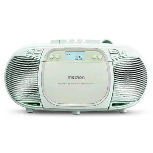 MEDION LIFE E66476 Tragbare CD-Boombox, CD-Player, Kassettendeck, FM-Radio, USB-MP3-Wiedergabe, 30 Senderspeicher, Batteriebetrieb